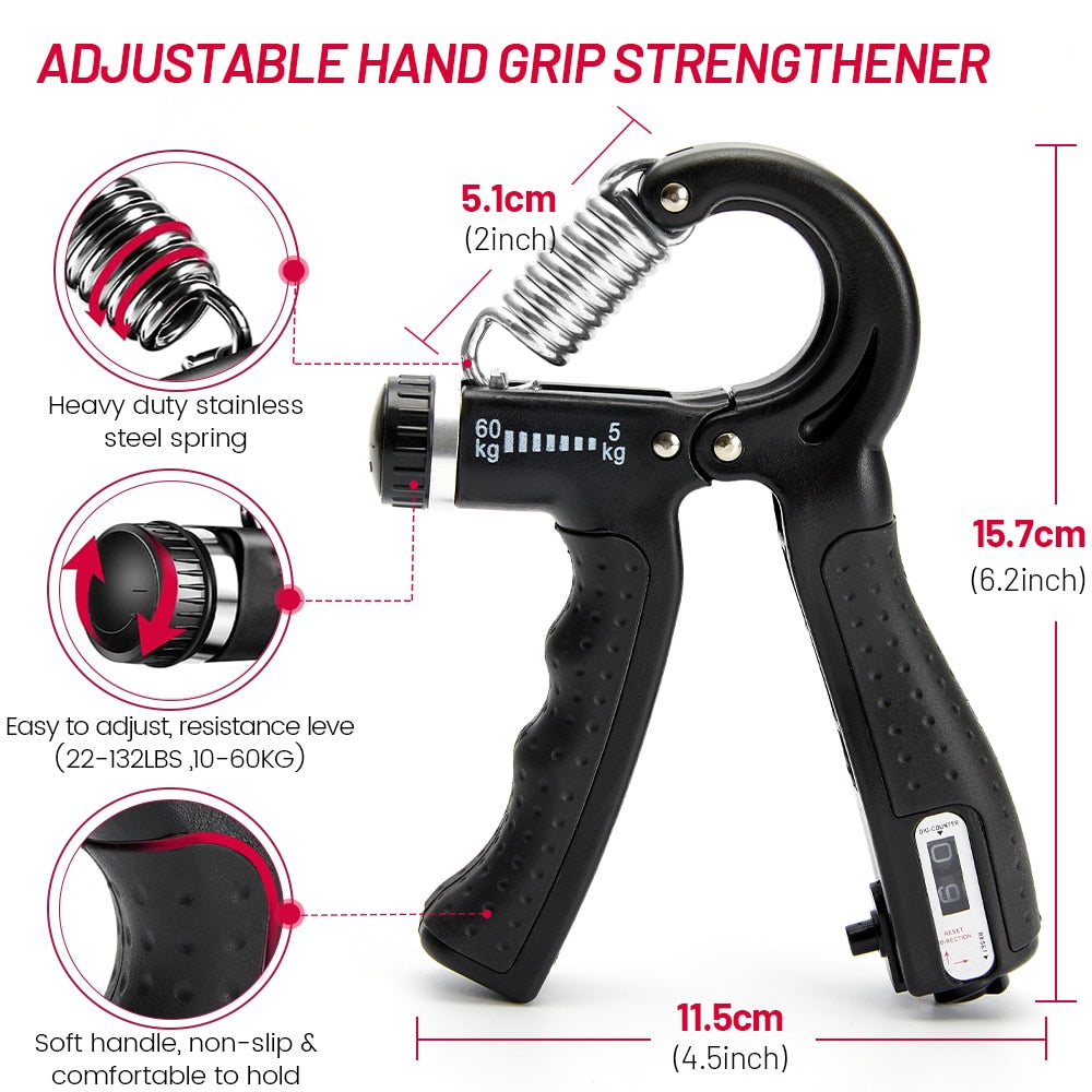 Hand Grip Strengthener - Adjustable Hand Exerciser and Finger Stretcher -  Grip Strength Trainer for Muscle Building, Hand Therapy and Recovery -  Relieve Pain for Arthritis, Carpal Tunnel