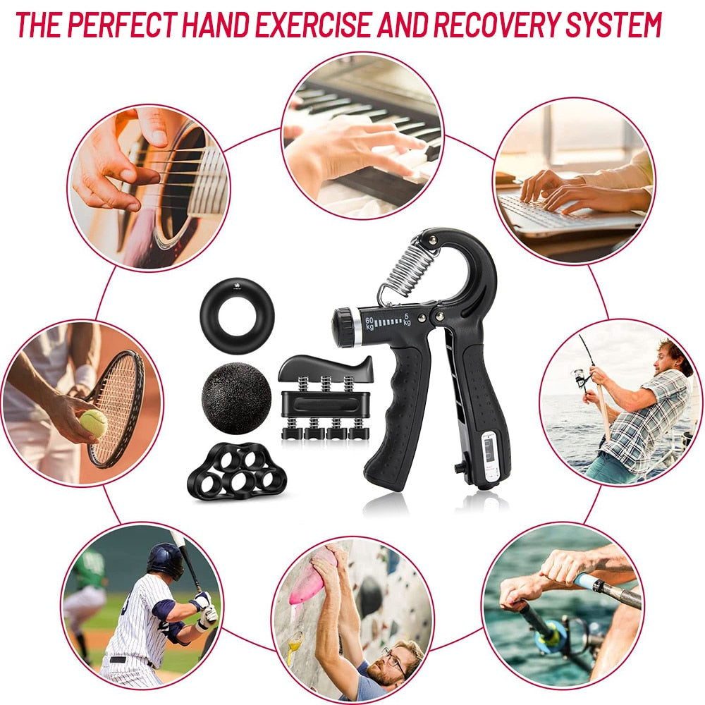 Hand Grip, 5-60kg Adjustable Grip Forearm Hand Wrist Strengthener, Hand  Gripper, Finger Stretcher, Hand Grip Strengthener