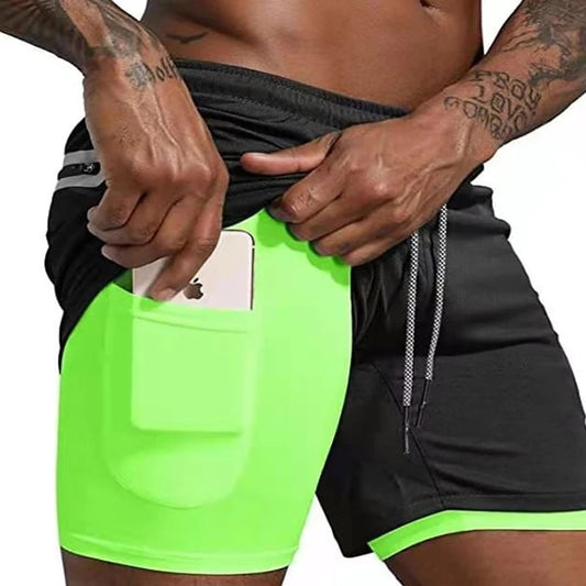2 in 1 Mens fitness Shorts/ Double-deck shorts